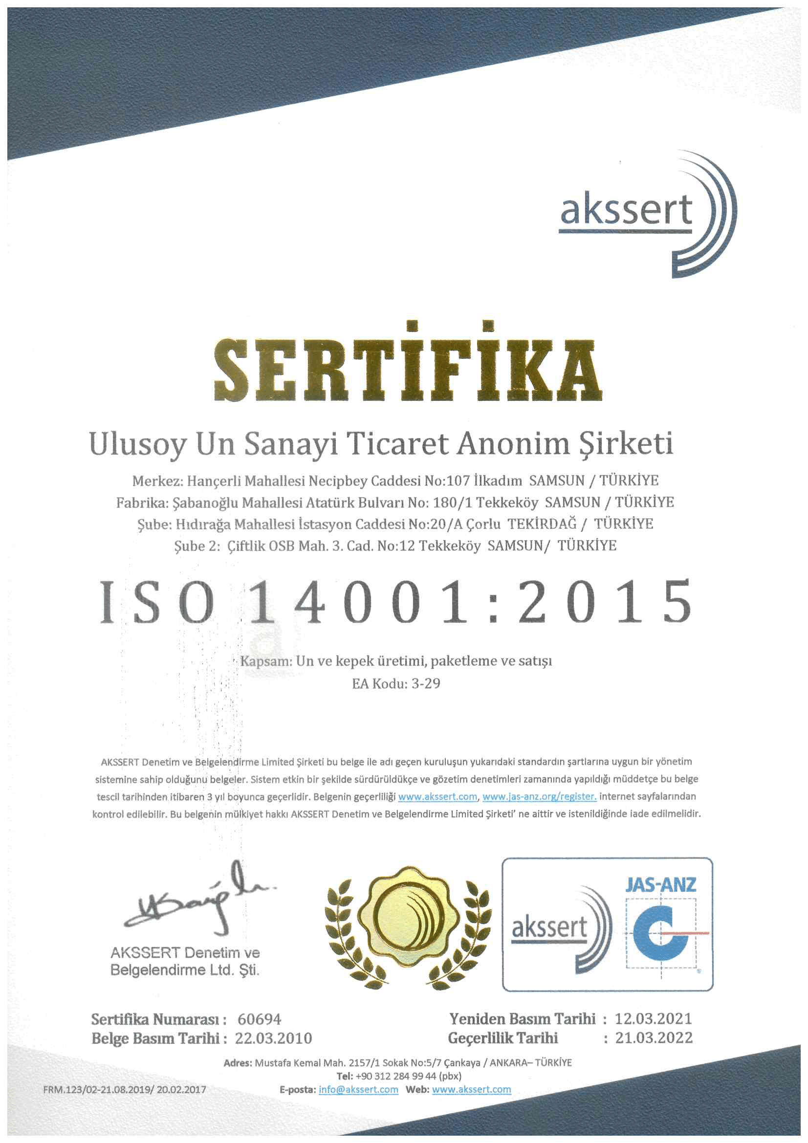 ISO 14001-2015 Türkçe