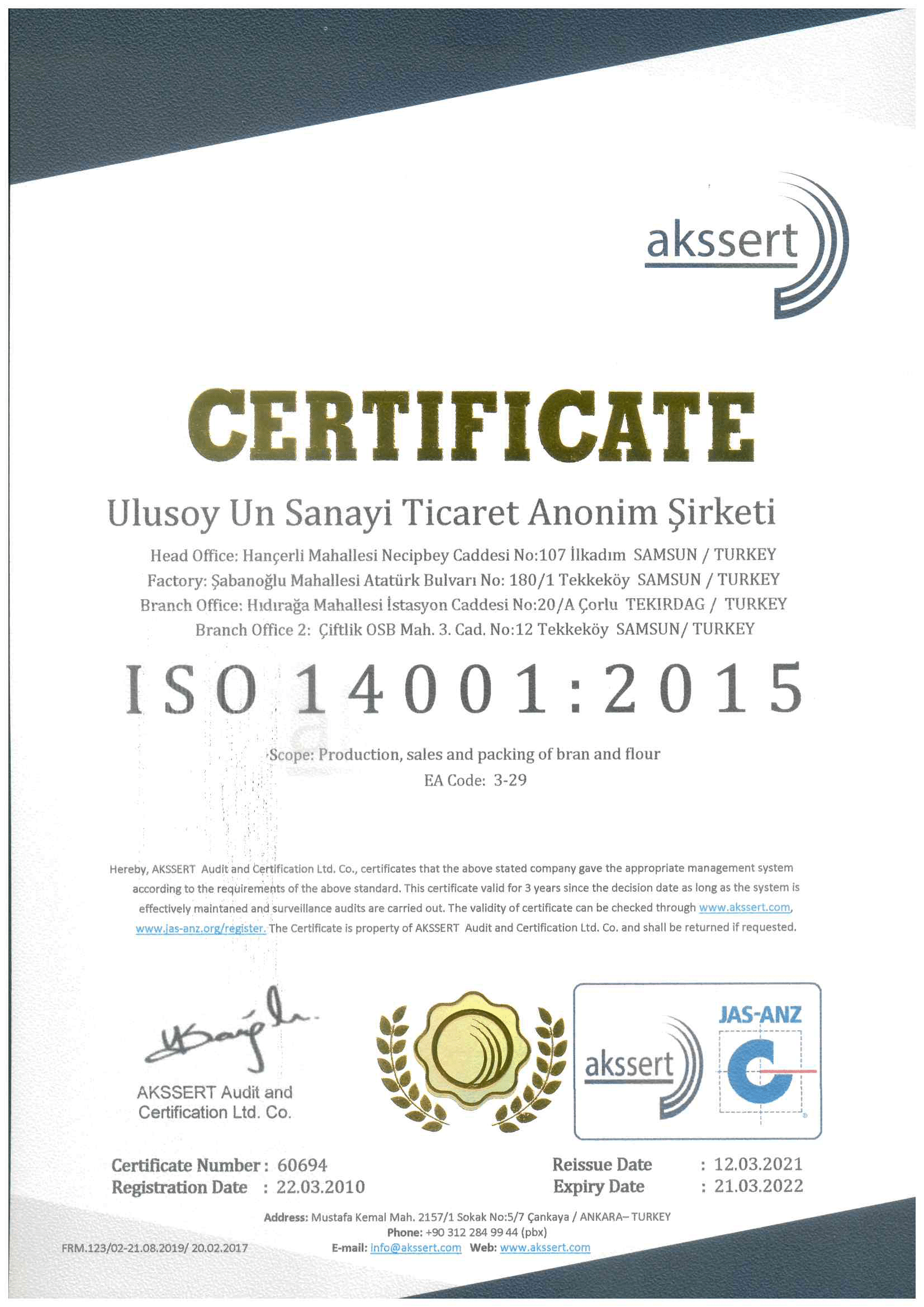ISO 14001-2015 İngilizce